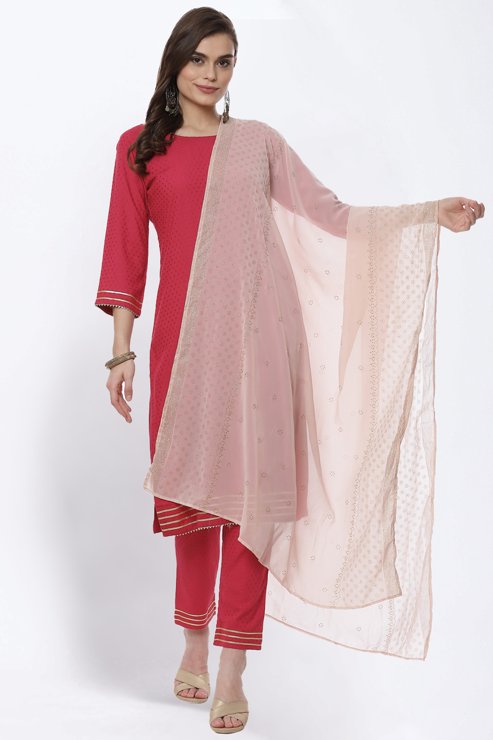 Pastel Pink Art Silk Dupatta image number 0